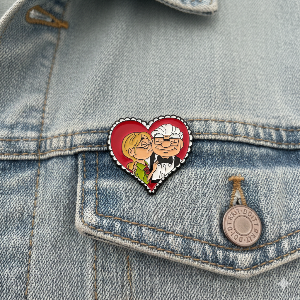 Up Movie Enamel Pin | Carl & Ellie Heart Couple Hard Enamel Pin | Romantic Gift for Fans
