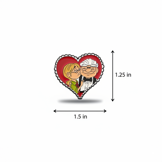 Up Movie Enamel Pin | Carl & Ellie Heart Couple Hard Enamel Pin | Romantic Gift for Fans