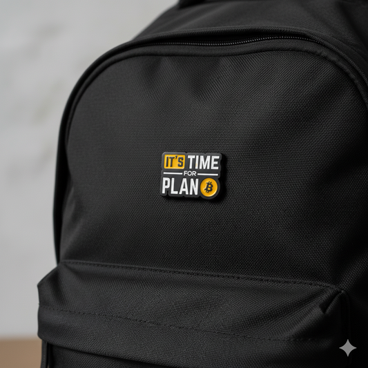 BTC Bitcoin Enamel Pin | “It’s Time for Plan ₿” Crypto Pin Badge | Crypto Trader Gift