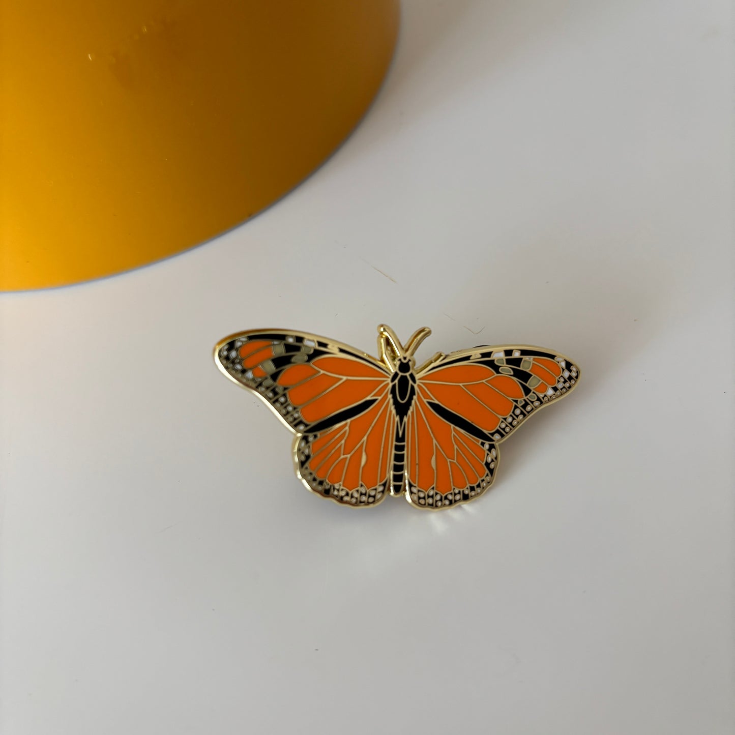 Monarch Butterfly Enamel Pin – Orange & Gold Nature-Inspired Lapel Pin
