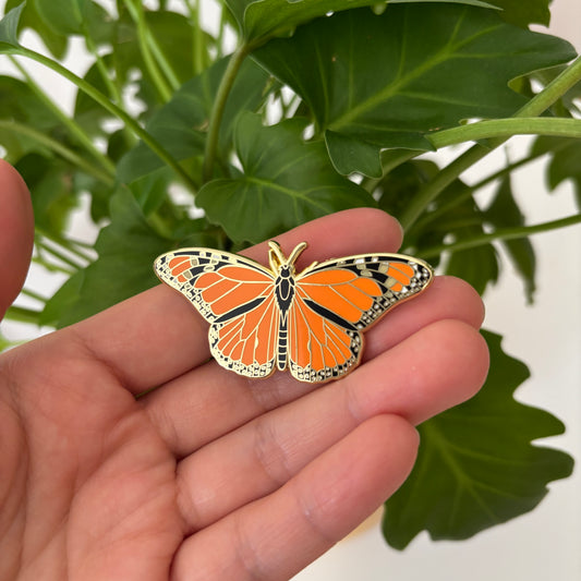 Monarch Butterfly Enamel Pin – Orange & Gold Nature-Inspired Lapel Pin