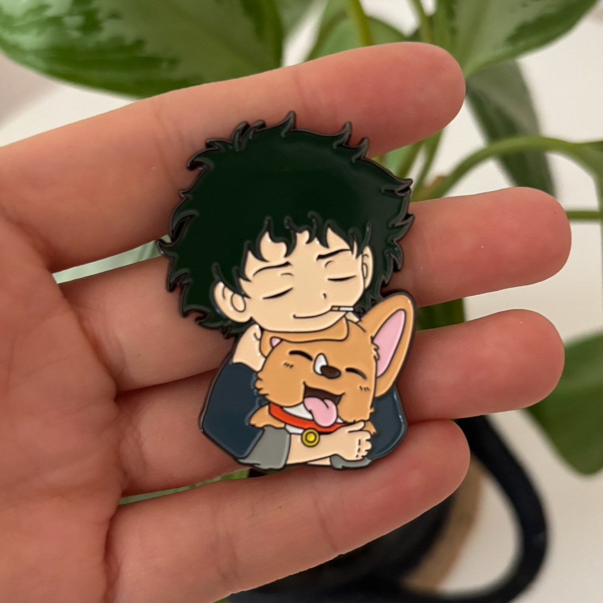 Cowboy Bebop Enamel Pin Set – Spike Spiegel with Ein & Faye Valentine – Anime Collectible Pins (2 Pack)