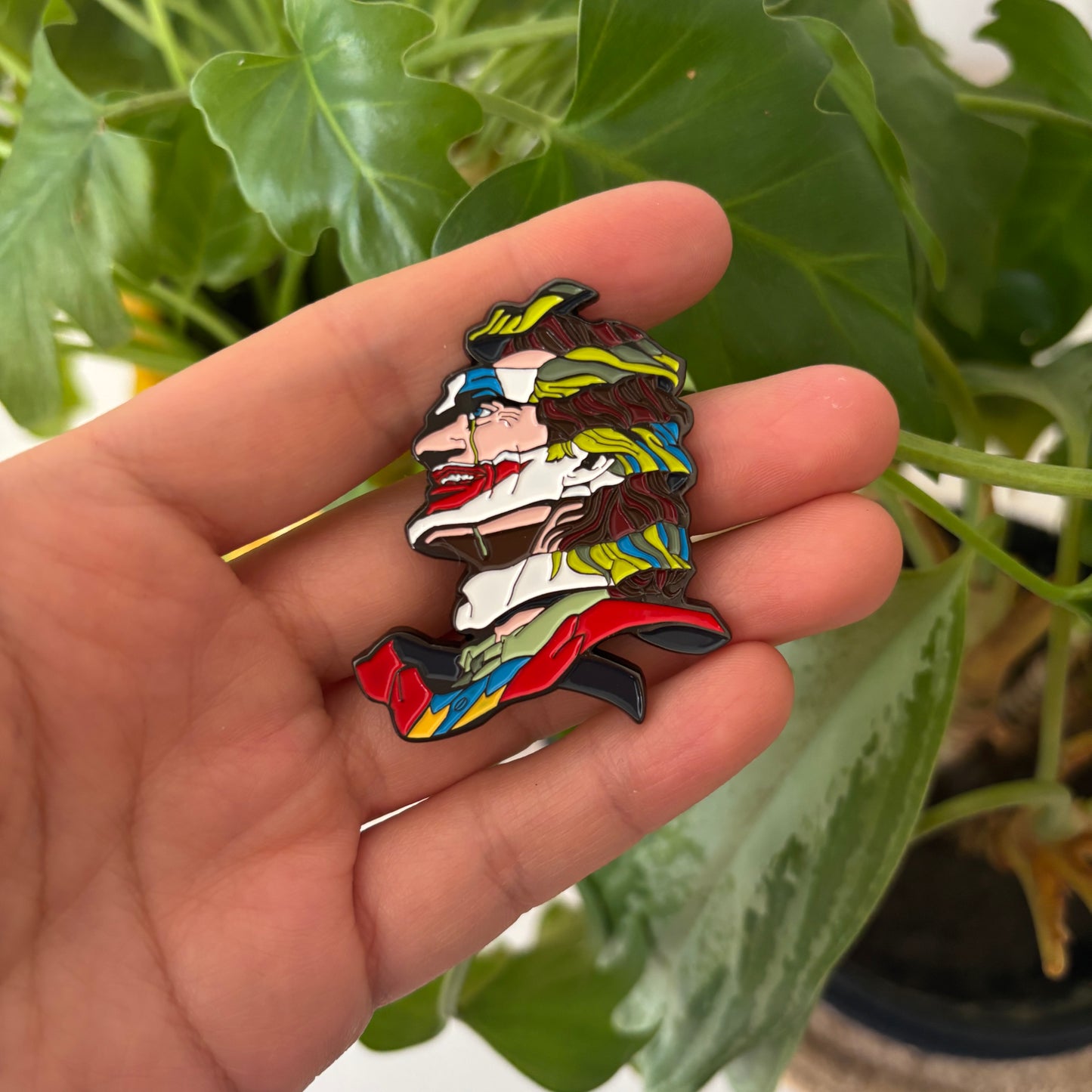 Joker Enamel Pin |Villain Art Pin | Colorful Split Portrait Collectible Badge