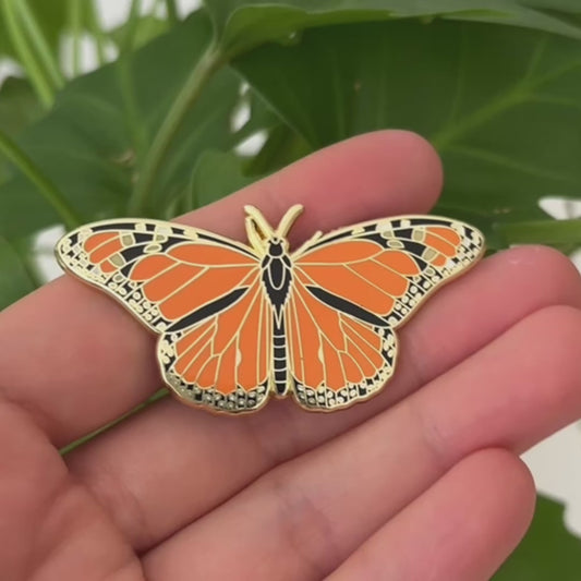 Monarch Butterfly Enamel Pin – Orange & Gold Nature-Inspired Lapel Pin