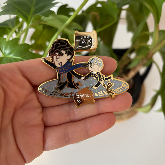 Sherlock & John Chibi Enamel Pin – Baker Street Boys Taxi Scene