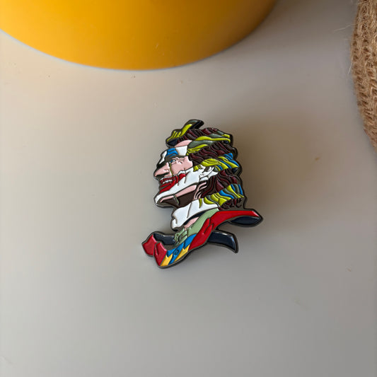 Joker Enamel Pin |Villain Art Pin | Colorful Split Portrait Collectible Badge